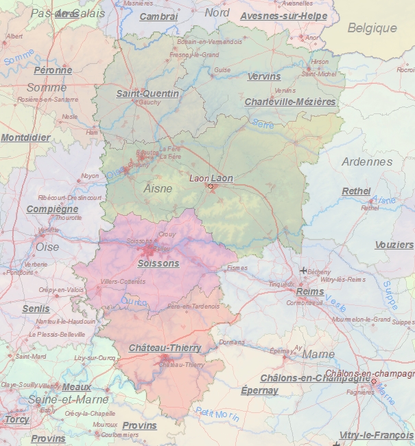Touristische Karte von Aisne