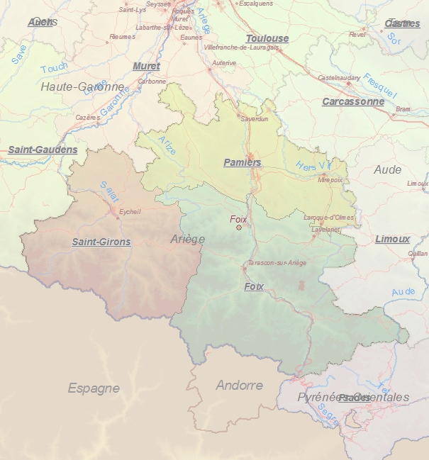 Touristische Karte von Ariège