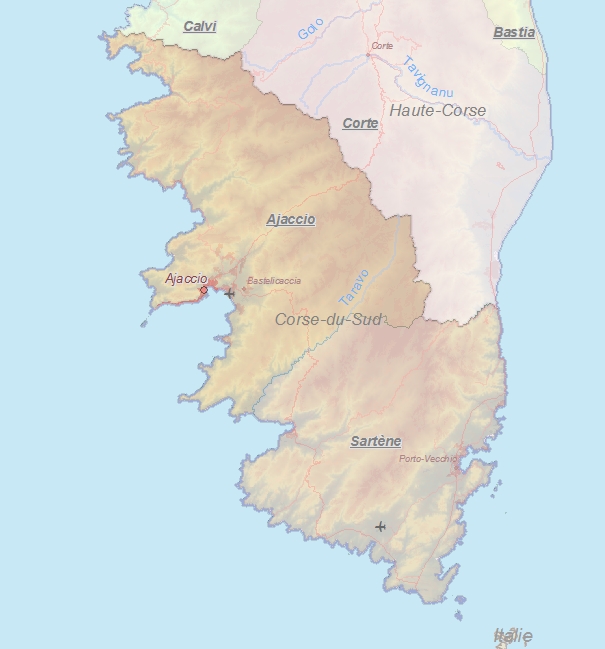 Touristische Karte von Corse-du-Sud