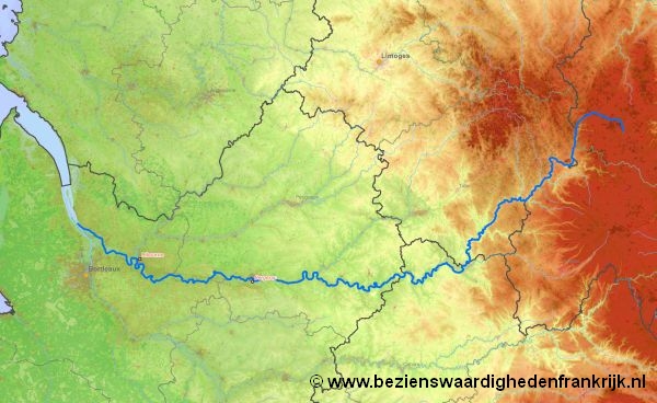 Fluss-Karte der Fluss dordogne