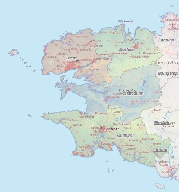 Touristische Karte von Finistère
