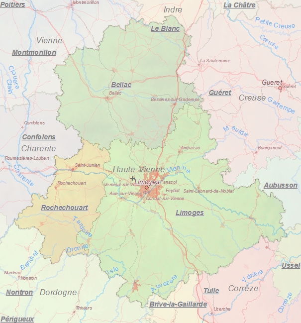 Touristische Karte von Haute-Vienne
