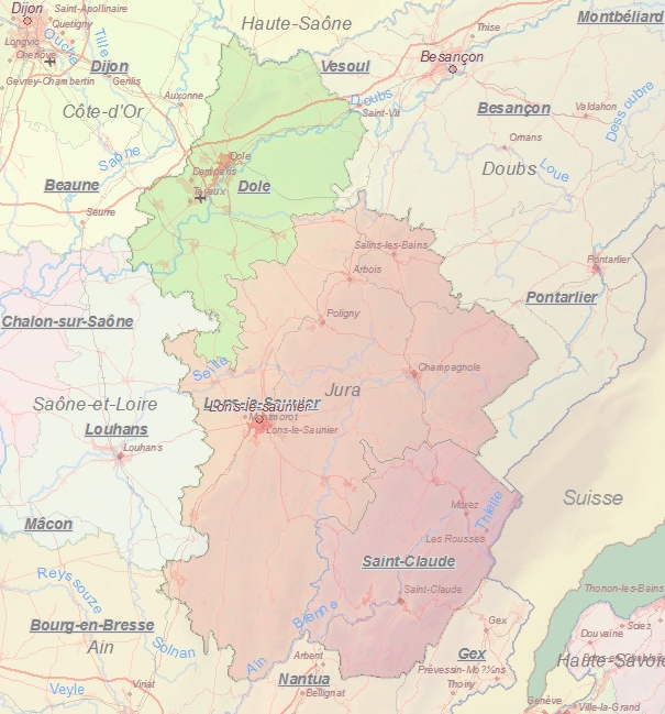 Touristische Karte von Jura