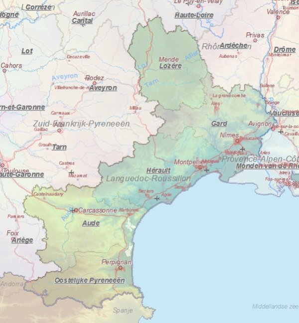 Touristische Karte von Languedoc-Roussillon