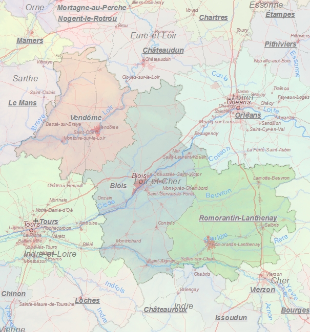 Touristische Karte von Loir-et-Cher