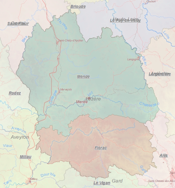 Touristische Karte von Lozère