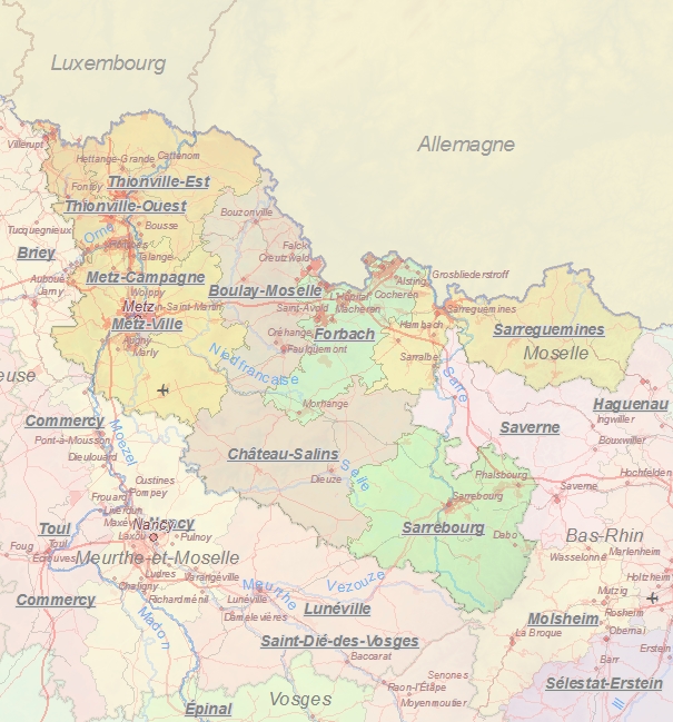 Touristische Karte von Moselle
