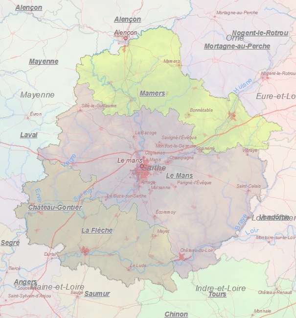 Touristische Karte von Sarthe