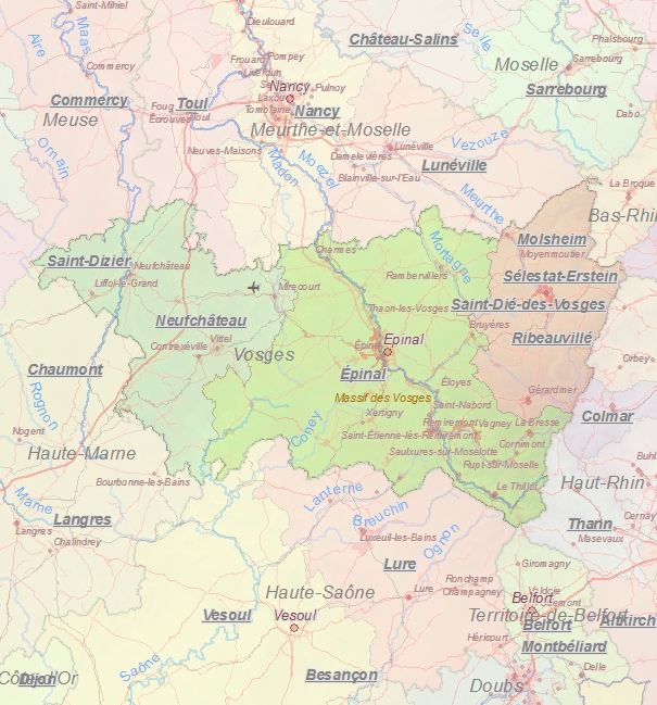 Touristische Karte von Vosges