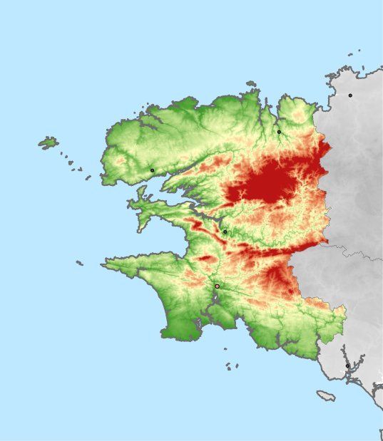 Höhenkarte von Finistère