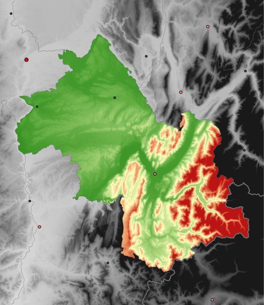 Höhenkarte von Isère