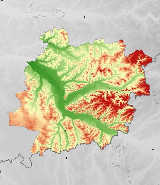 Höhenkarte von Lot-et-Garonne